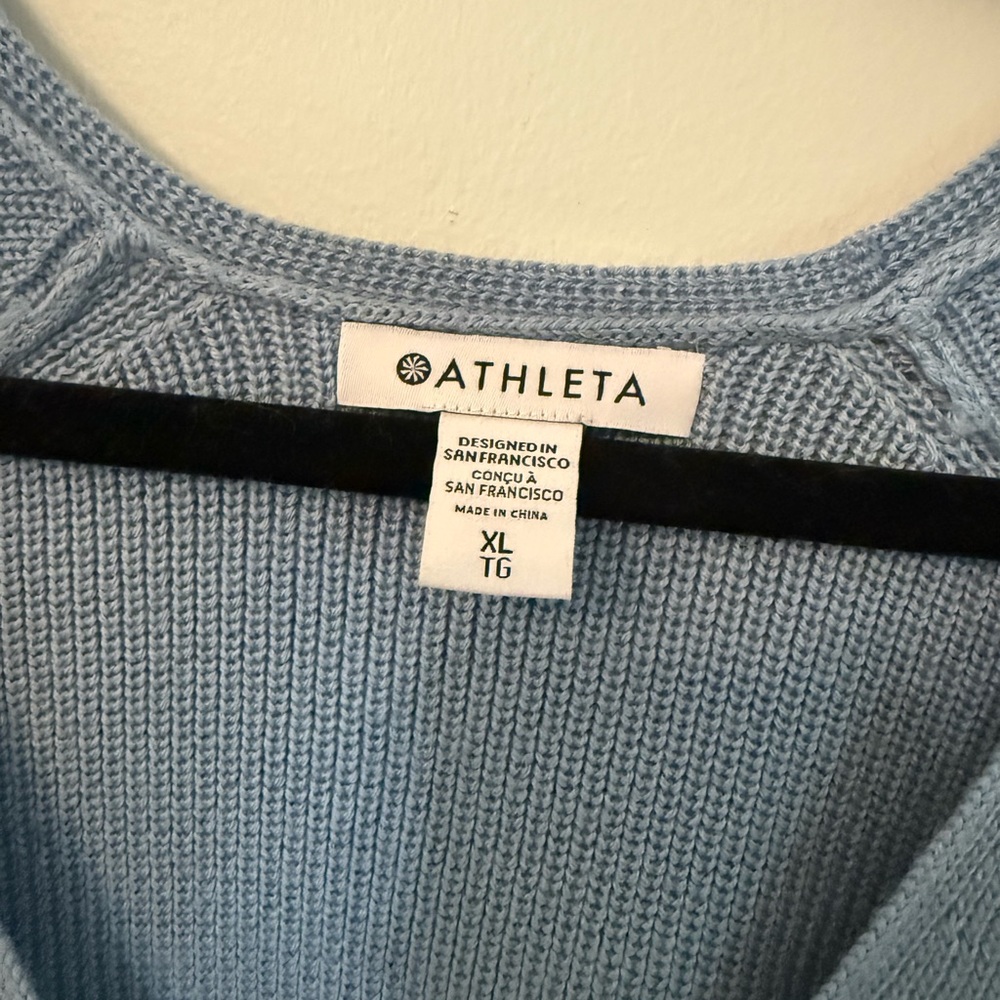 Athleta Light Blue V-Neck Sweater - Picture 3 of 3